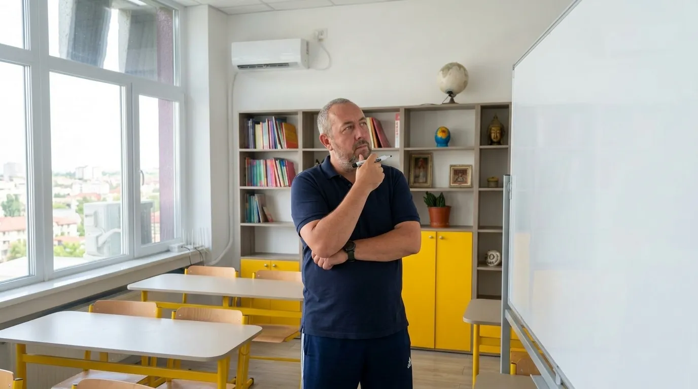 Profesorul Marius explică regulile unui test diagnostic de matematică