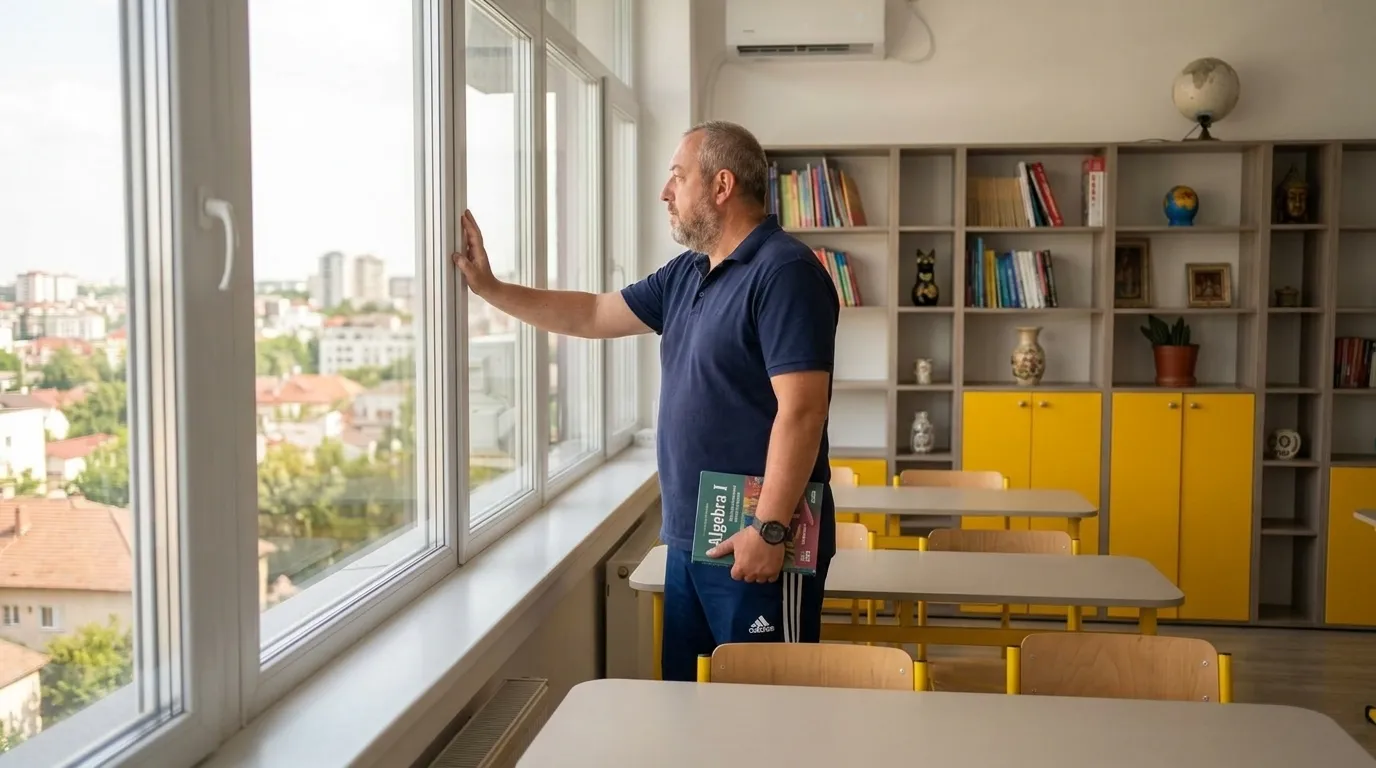 Profesorul Marius corectează un test de algebră și interpretarea datelor