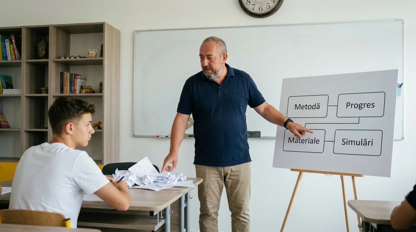 Profesorul Marius explică diferența dintre un parcurs structurat de pregătire la matematică și alegerea întâmplătoare a meditațiilor.