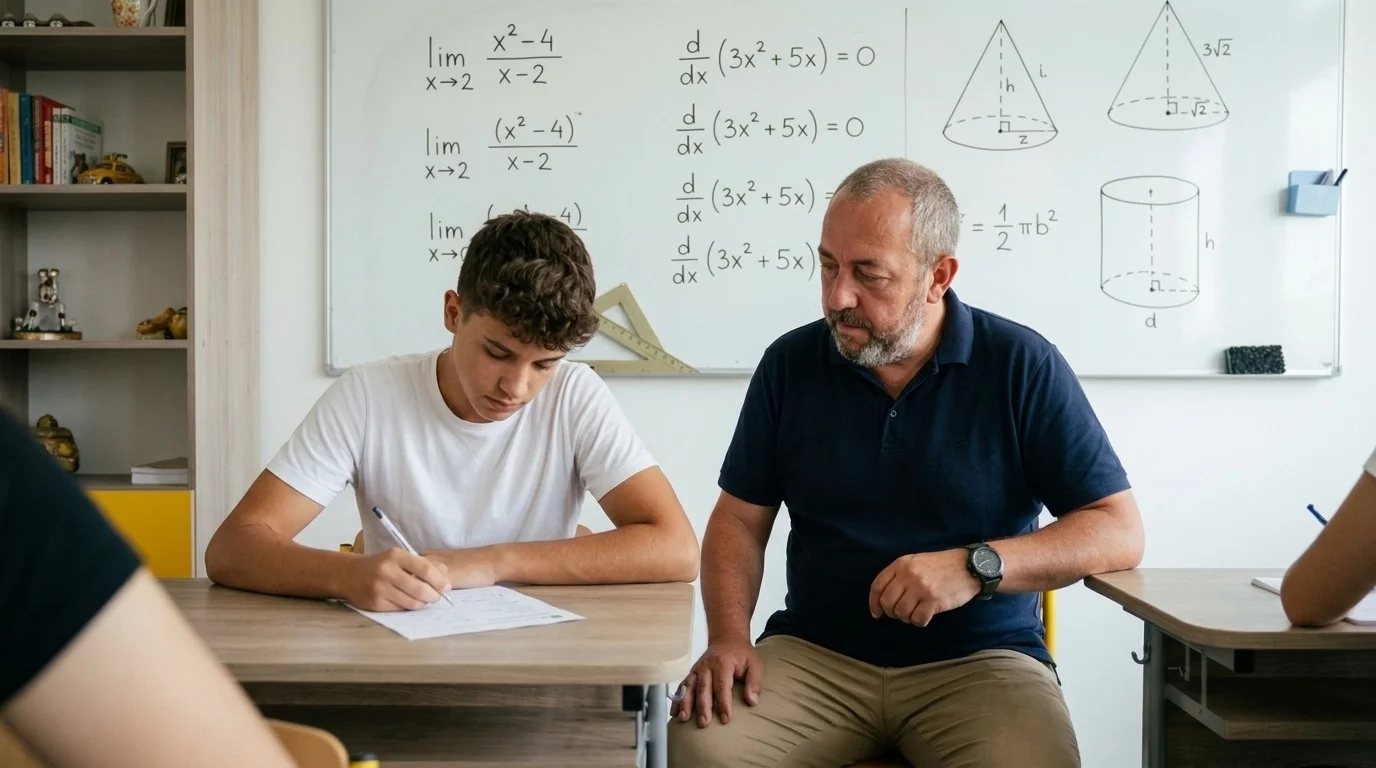 Profesorul Marius realizează evaluarea inițială a unui elev la matematică, pentru a identifica nivelul și golurile de învățare.